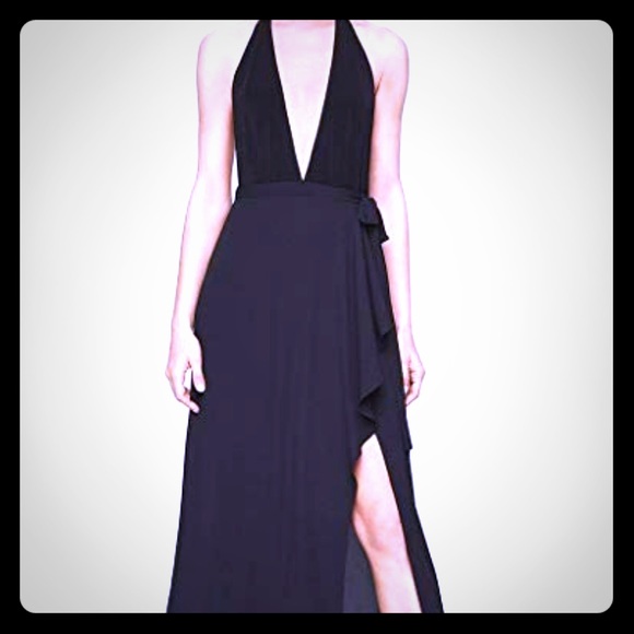 🔥HP🔥 BCBGMAXAZRIA Formal Black Long Halter Dress - Picture 6 of 10